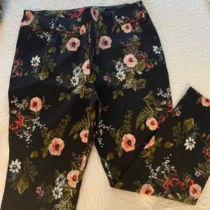 Black Floral pull on slacks
